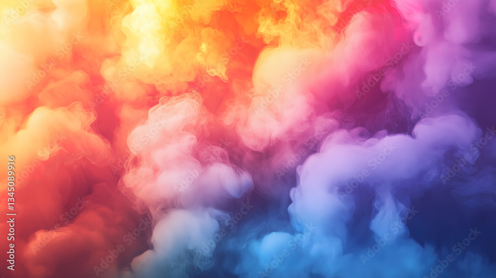 Fototapeta premium Vibrant explosion of smoke and fire with a stunning rainbow of colors for an intense effect