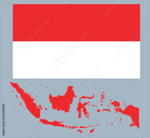 vector illustration of a Indonesia flag and Indonesia map
