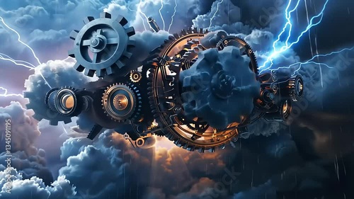 Stormy Gears: A Mechanical Marvel in the Clouds