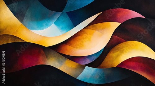 Abstract waves of vibrant colors flowing together in a harmonious design, ideal for modern decor
