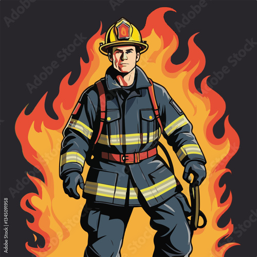 fireman, firefighter, safety, emergency, danger, man, rescue, fire, fighter, uniform, helmet, protection, background, service, red, equipment, hose, occupation, job, burn, person, work, male, hero, pr