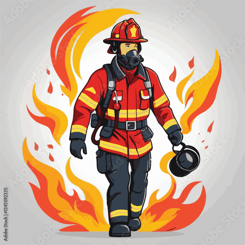 fireman, firefighter, safety, emergency, danger, man, rescue, fire, fighter, uniform, helmet, protection, background, service, red, equipment, hose, occupation, job, burn, person, work, male, hero, pr