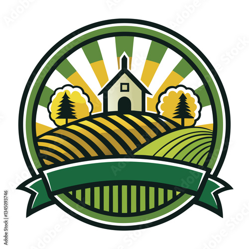 Teardrop-Shaped Farm Agriculture Logo Stamp Label Vector Design