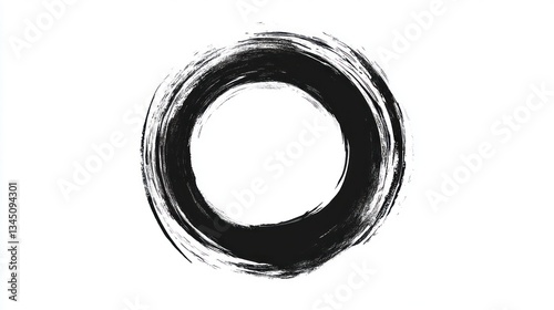 A black ink circle brush stroke on a white background