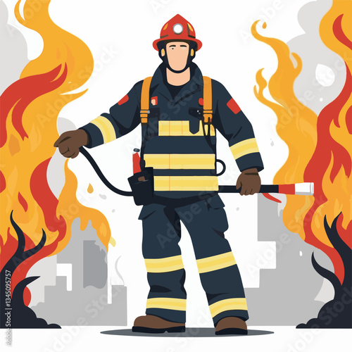 fireman, firefighter, safety, emergency, danger, man, rescue, fire, fighter, uniform, helmet, protection, background, service, red, equipment, hose, occupation, job, burn, person, work, male, hero, pr