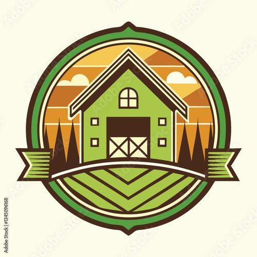Vintage Farm House Badge Emblem Design Template for Branding