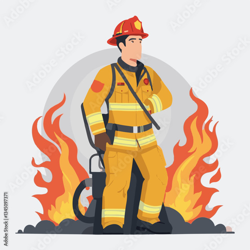fireman, firefighter, safety, emergency, danger, man, rescue, fire, fighter, uniform, helmet, protection, background, service, red, equipment, hose, occupation, job, burn, person, work, male, hero, pr