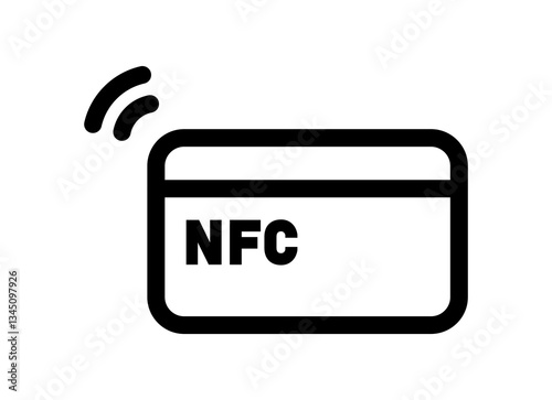 NFC editable stroke outlines icons set isolated on a flat white background.