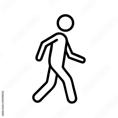 Minimalist walking figure in motion on a plain background  