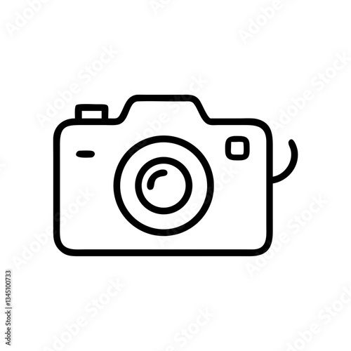 Minimalist outline camera illustration on white background  