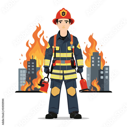 fireman, firefighter, safety, emergency, danger, man, rescue, fire, fighter, uniform, helmet, protection, background, service, red, equipment, hose, occupation, job, burn, person, work, male, hero, pr