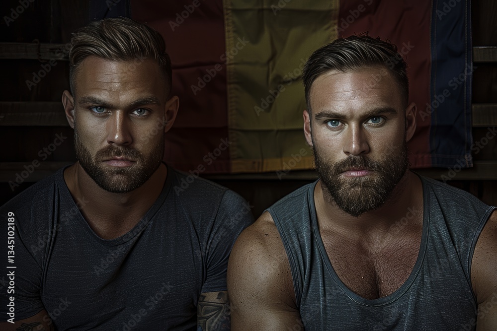 Obraz premium two transgender men with a rainbow flag