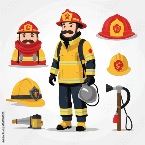fireman, firefighter, safety, emergency, danger, man, rescue, fire, fighter, uniform, helmet, protection, background, service, red, equipment, hose, occupation, job, burn, person, work, male, hero, pr