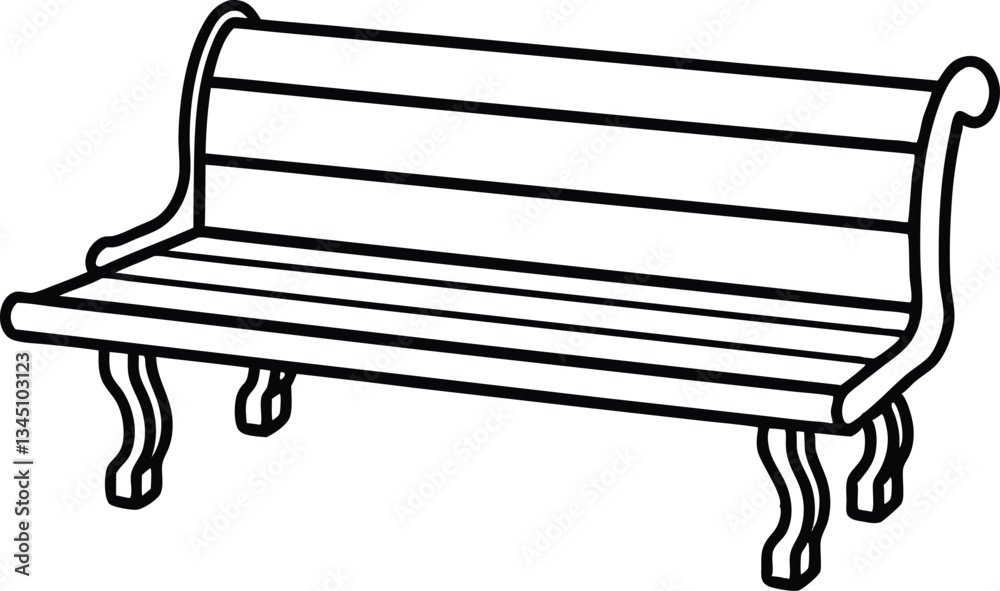 bench outline coloring book page, park bench line art vector bench outline coloring book page, park bench line art vector