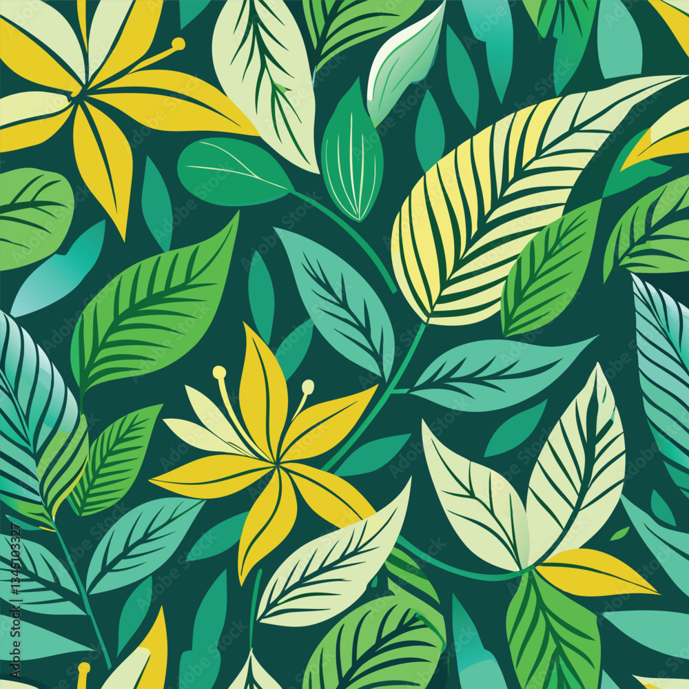 Seamless Floral Line Art Pattern with Abstract Botanical Elements Seamless Floral Line Art Pattern with Abstract Botanical Elements