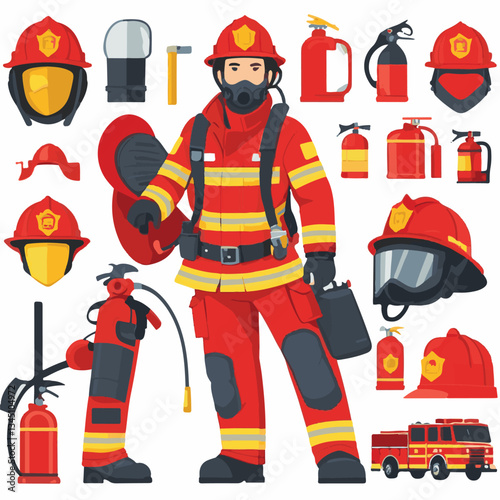fireman, firefighter, safety, emergency, danger, man, rescue, fire, fighter, uniform, helmet, protection, background, service, red, equipment, hose, occupation, job, burn, person, work, male, hero, pr