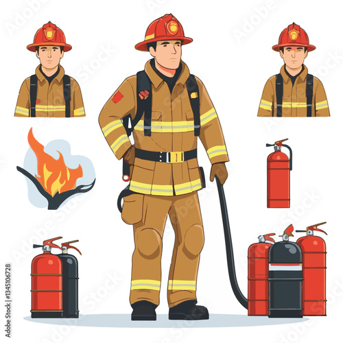 fireman, firefighter, safety, emergency, danger, man, rescue, fire, fighter, uniform, helmet, protection, background, service, red, equipment, hose, occupation, job, burn, person, work, male, hero, pr