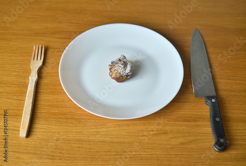 Festive Easter Cake with Cutlery on a Plate