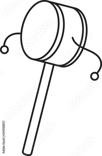 Traditional Pellet drum kids toy black and white icon.