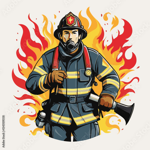 fireman, firefighter, safety, emergency, danger, man, rescue, fire, fighter, uniform, helmet, protection, background, service, red, equipment, hose, occupation, job, burn, person, work, male, hero, pr
