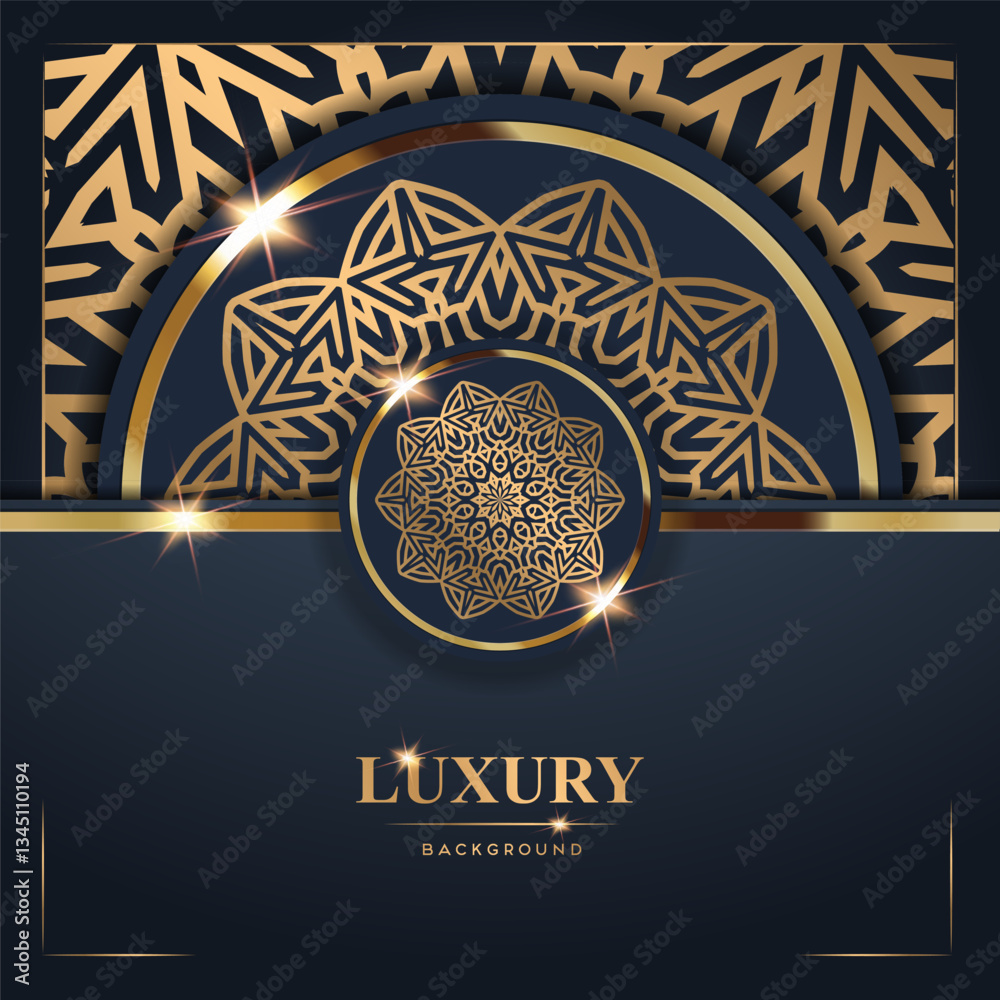 Elegant Luxury Background with Golden Mandala Design Elegant Luxury Background with Golden Mandala Design