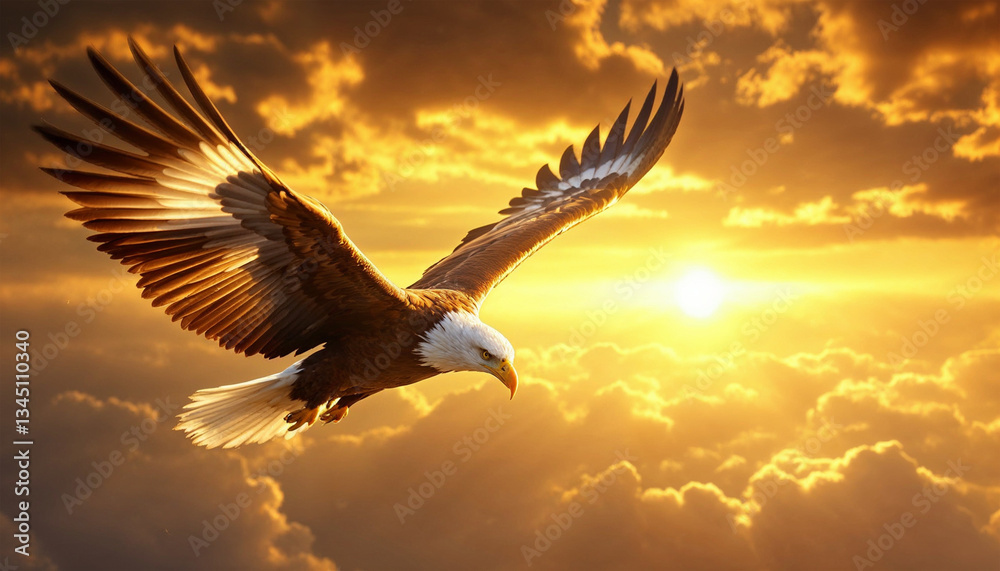 Fototapeta premium dramatic eagle flying in the sky