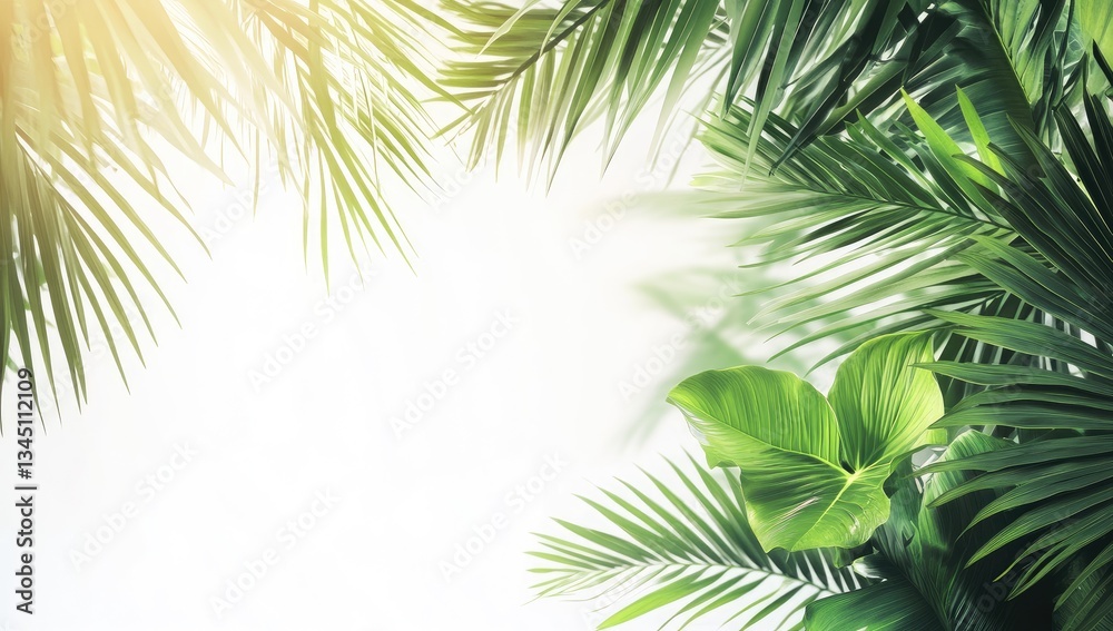 Tropical Leaf Border with Sunlight Tropical Leaf Border with Sunlight