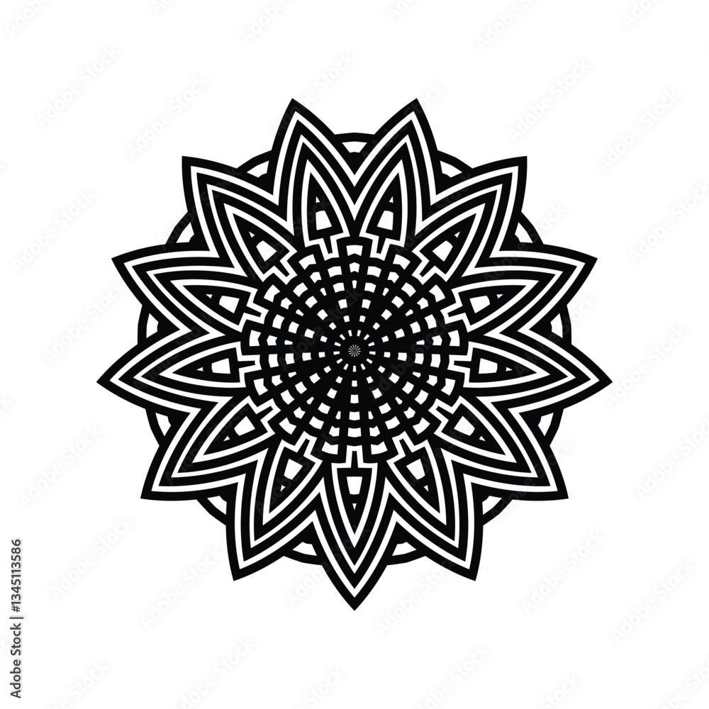 Intricate Black and White Mandala Design (2)