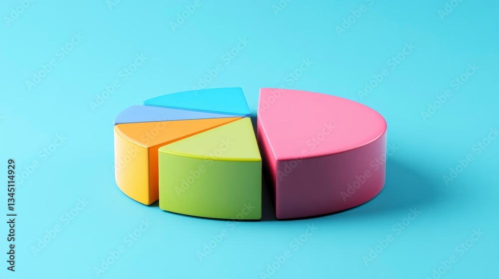 Obraz premium Colorful 3D Pie Chart on Blue Background (1)
