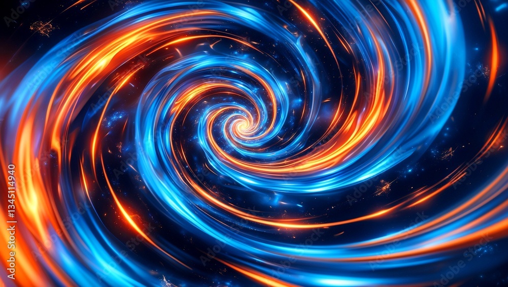 Dynamic blue and orange swirl in cosmic motion Dynamic blue and orange swirl in cosmic motion