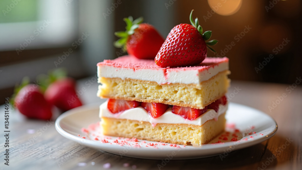 Elegant Fraisier Cake with Fresh Strawberries and Vanilla Cream Elegant Fraisier Cake with Fresh Strawberries and Vanilla Cream