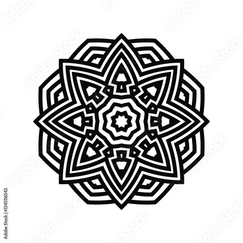 Intricate black and white symmetrical design