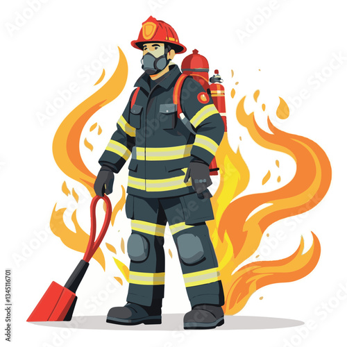 fireman, firefighter, safety, emergency, danger, rescue, fire, man, fighter, uniform, helmet, equipment, red, service, protection, background, hose, work, occupation, job, burn, person, hero, professi