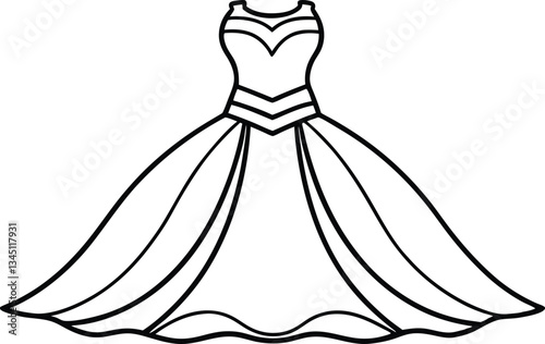 bridal dress outline vector,bridal dress outline coloring book page