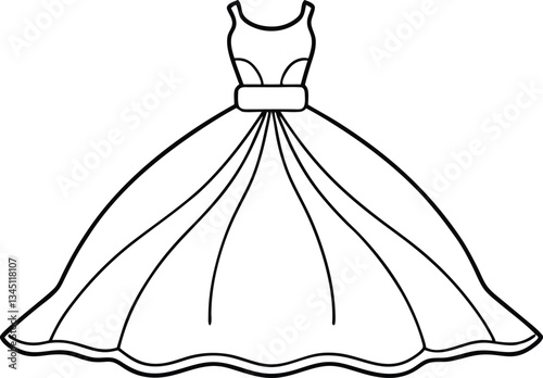 bridal dress outline vector,bridal dress outline coloring book page