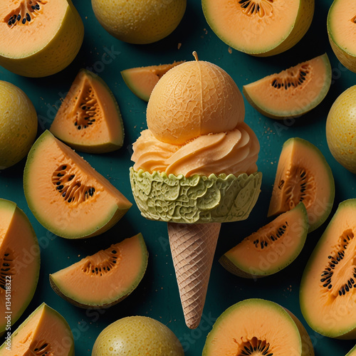 Cono de helado de melón
