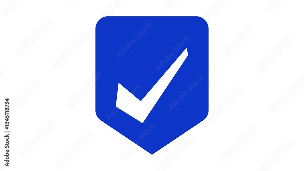 Verification check mark approval animation, Shield symbol of featuring a check mark inside Verification check mark approval animation, Shield symbol of featuring a check mark inside