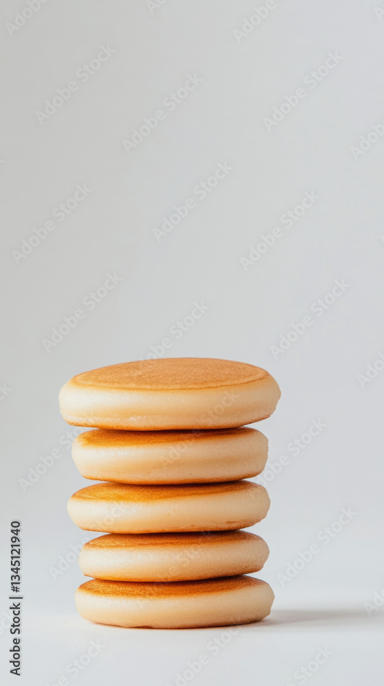 Stack of golden brown pancakes on minimalist background for breakfast design Stack of golden brown pancakes on minimalist background for breakfast design