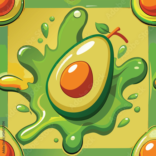 Revitalizing Splash of Refreshing Avocado Fruit Juice Isolated Vector Illustration