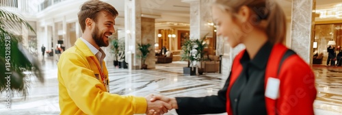 Business Handshake Modern Mall Dealmaking