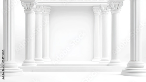 Empty Classical Columns Interior  White Architecture Background  Ideal for Presentation  or Website Background