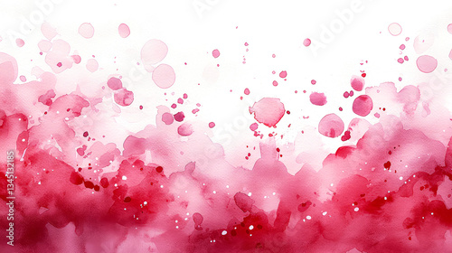 Watercolor Abstract: Pink and Red Splashes, Grunge Texture, Artistic Background