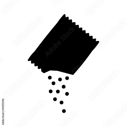 sachet powder packaging icon, simple flat style, illustration, logo sign symbol pictogram template, for ui or ux isolated on white for mobile app, editable