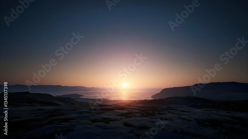 Dramatic Sunset Over Coastal Landscape