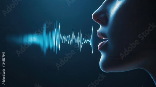 Abstract visualization of human voice waveform for audio art and design