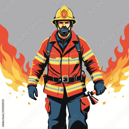 fireman, firefighter, safety, emergency, danger, rescue, fire, man, fighter, uniform, helmet, equipment, red, service, protection, background, hose, work, occupation, job, burn, person, hero, professi