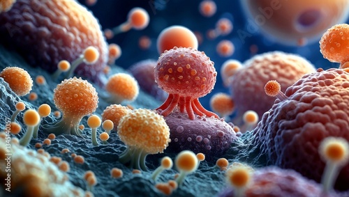 Intricate interactions of microscopic life forms photo