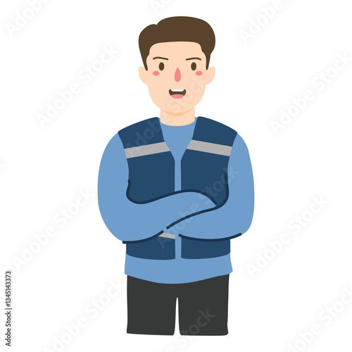 electrical engineer arms crossed illustration