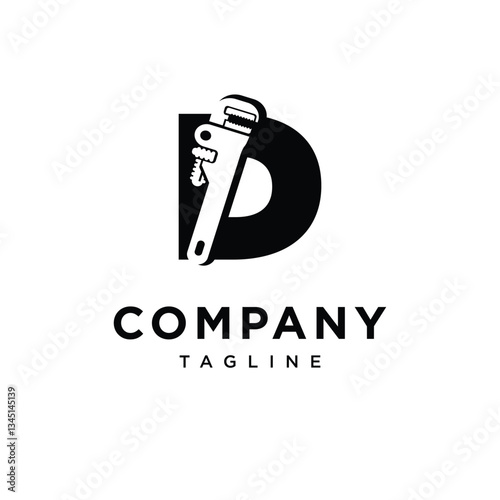 Letter D Plumbing Wrench Logo Icon Vector