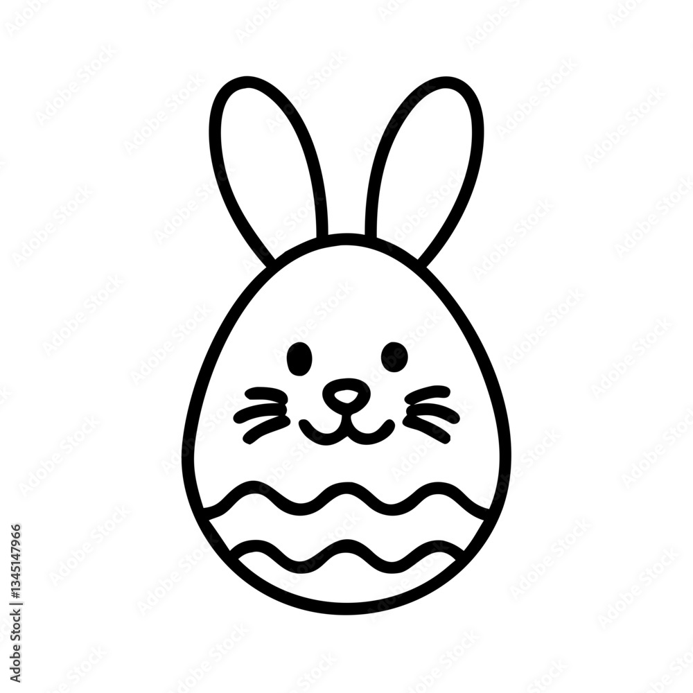 Obraz premium Easter Bunny Character in Simple Line Art Design 